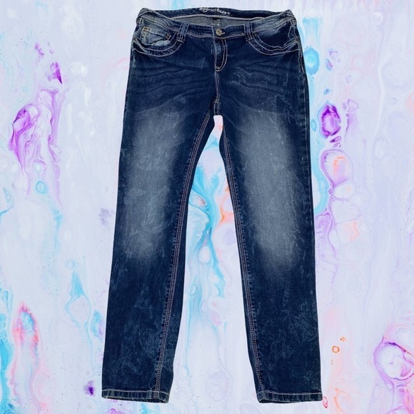 ARIYA Faded Dark Wash Blue Skinny Denim Jeans - Picture 10 of 11